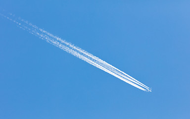 Image showing Plane in blue sky