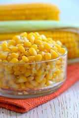 Image showing Yellow steamed corn with salt and pepe