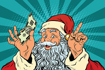 Image showing Santa Claus with money, New year and Christmas