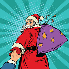 Image showing follow me, Santa Claus with gifts New year Christmas