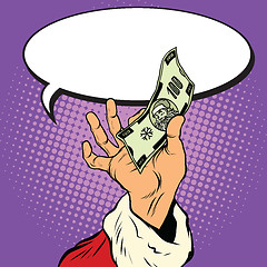 Image showing Hand of Santa Claus with Christmas money