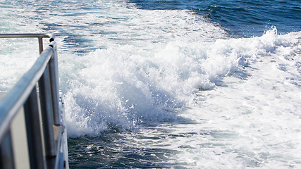 Image showing Wave of a ferry ship on the open ocean