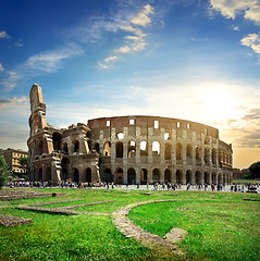 Image showing Great colosseum at sunset