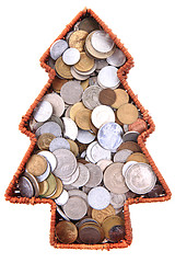 Image showing old european coins as christmas tree