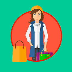 Image showing Woman with shopping bags.