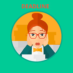 Image showing Business woman having problem with deadline.