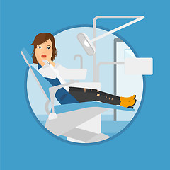 Image showing Scared patient in dental chair.