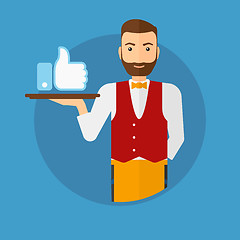 Image showing Waiter with like button.