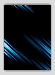 Image showing Abstract blue glowing stripes flyer design