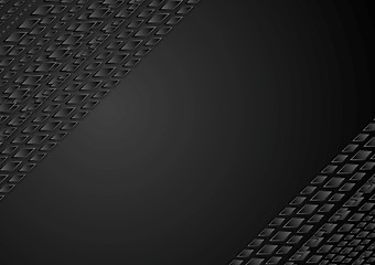 Image showing Dark black tech geometric background