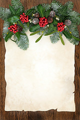 Image showing Traditional Winter Greenery Border 