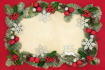 Image showing Christmas Floral Background and Decorations