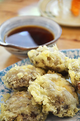 Image showing Japanese tempura with fresh mushroom