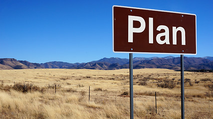 Image showing Plan brown road sign