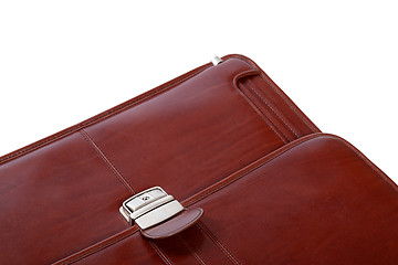 Image showing Part of brown leather briefcase