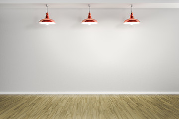Image showing room with three red lamps