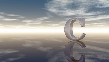 Image showing metal uppercase letter c under cloudy sky - 3d rendering