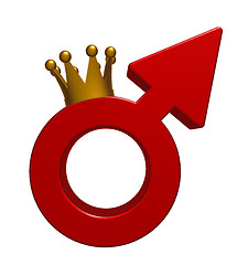 Image showing male symbol with crown on white background - 3d rendering