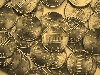 Image showing Dollar coins background - vintage