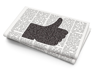 Image showing Social network concept: Thumb Up on Newspaper background