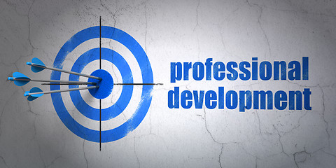 Image showing Learning concept: target and Professional Development on wall background