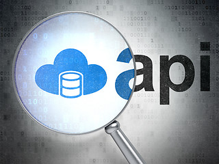 Image showing Software concept: Database With Cloud and Api with optical glass