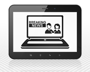 Image showing News concept: Tablet Pc Computer with Breaking News On Laptop on display