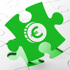 Image showing Banking concept: Euro Coin on puzzle background