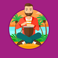 Image showing Man playing ethnic drum.