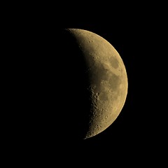 Image showing First quarter moon sepia