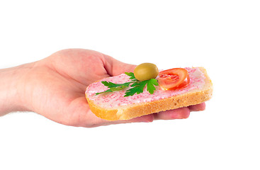 Image showing toast with tomato and fish caviar cream