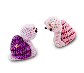 Image showing knitted Garden snail in front of a white background