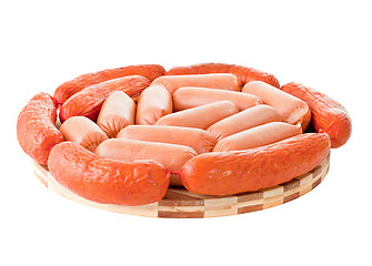 Image showing delicious sausages on board