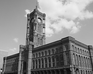 Image showing Rotes Rathaus in Berlin in black and white