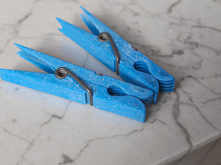 Image showing Blue Clothespin peg