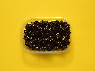 Image showing Fresh blackberries in plastic box