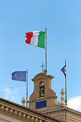 Image showing Italian and EU Flags