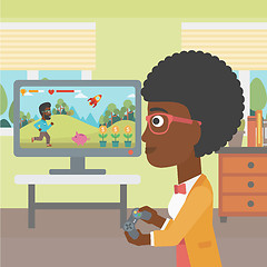 Image showing Woman playing video game.