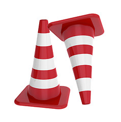 Image showing Red traffic cones isolated on white background