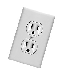 Image showing white electric wall outlet receptacle