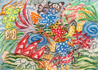 Image showing Underwater world abstract painting