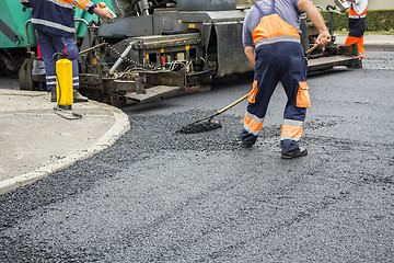 Image showing Workers on Asphalting road 