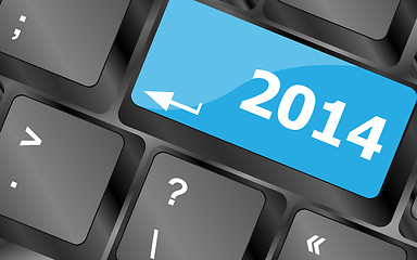 Image showing 2014 new year keyboard key button close-up. Keyboard keys icon button vector