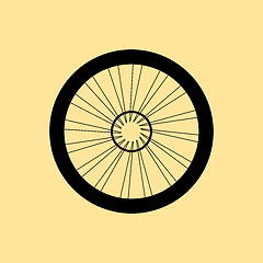 Image showing vector silhouette of a bicycle wheel with tyre and spokes