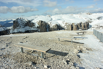 Image showing Benches in Dolomites