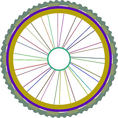 Image showing vector silhouette of a bicycle wheel with tyre and spokes isolated on white