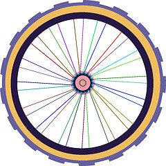 Image showing vector silhouette of a bicycle wheel with tyre and spokes isolated on white