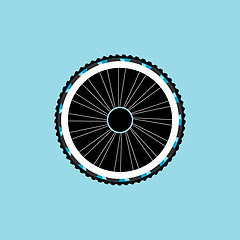 Image showing vector silhouette of a bicycle wheel with tyre and spokes