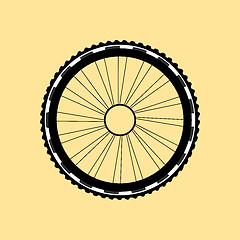 Image showing vector silhouette of a bicycle wheel with tyre and spokes