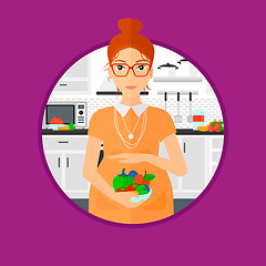 Image showing Pregnant woman with vegetables and fruits.